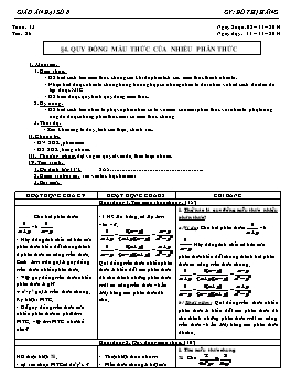 Giáo án Đại số 8 - Tuần 13 - Tiết 26: Quy đồng mẫu thức của nhiều phân thức