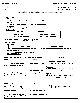 Giáo án Đại số 8 - Tuần 3 - Tiết 6: Những hằng đẳng thức đáng nhớ (tiếp theo) - Lương Mỹ Quỳnh Lam