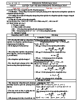 Giáo án Đại số 9 - Chủ đề VIII: Phương trình bậc hai