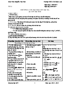 Giáo án Đại số 9 - Chương I: Căn bậc hai. Căn bậc ba - Tiết 1: Căn bậc hai - Nguyễn Văn Mão