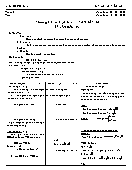 Giáo án Đại số 9 - Tiết 1: Căn bậc hai - Lê Thị Kiều Thu