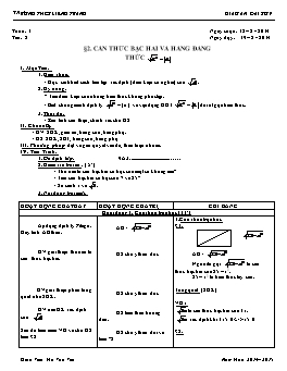 Giáo án Đại số 9 - Tiết 2: Căn thức bậc hai và hằng đẳng thức - Hà Văn Việt
