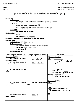 Giáo án Đại số 9 - Tiết 2: Căn thức bậc hai và hằng đẳng thức - Lê Thị Kiều Thu