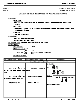 Giáo án Đại số 9 - Tiết 6: Liên hệ giữa phép chia và phép khai phương - Hà Văn Việt