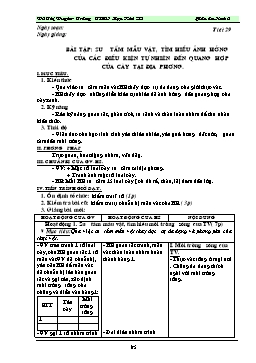 Giáo án dạy Sinh học 6 - Tiết 29: Bài tập: Sưu tầm mẫu vật, tìm hiểu ảnh hưởng của các điều kiện tự nhiên đến quang hợp của cây tại địa phương