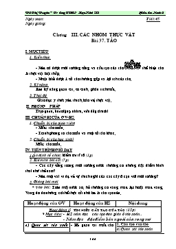 Giáo án dạy Sinh học 6 - Tiết 45: Tảo