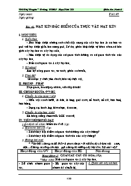 Giáo án dạy Sinh học 6 - Tiết 49: Đặc điểm của cây thực vật hạt kín