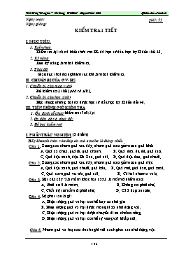 Giáo án dạy Sinh học 6 - Tiết 52: Kiểm tra 1 tiết