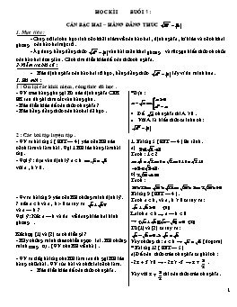 Giáo án dạy thêm Đại số 9 - Học kì I