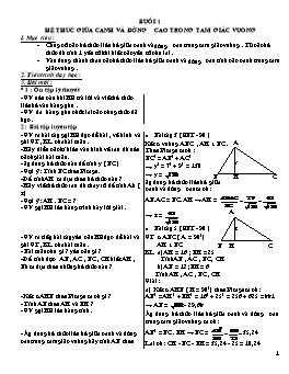 Giáo án dạy thêm Hình học 9 - Học kì I