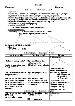 Giáo án Hình học 7 - Tuần 20 - Tiết 33: Tam giác cân