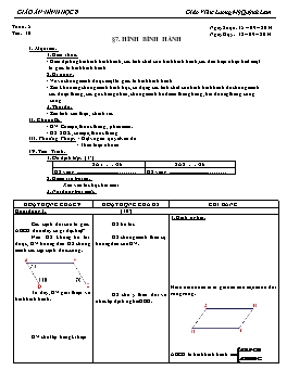Giáo án Hình học 8 - Tuần 5 - Tiết 10: Hình bình hành - Lương Mỹ Quỳnh Lam