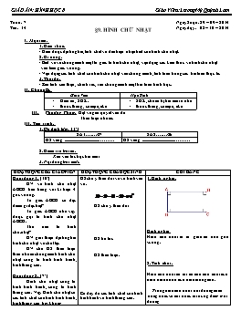 Giáo án Hình học 8 - Tuần 7 - Tiết 14: Hình chữ nhật - Lương Mỹ Quỳnh Lam