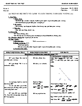 Giáo án Hình học 9 - Tiết 10: Một số hệ thức về cạnh và góc trong tam giác vuông (tt) - Hà Văn Việt