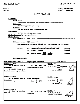 Giáo án Hình học 9 - Tiết 11: Luyện tập - Lê Thị Kiều Thu