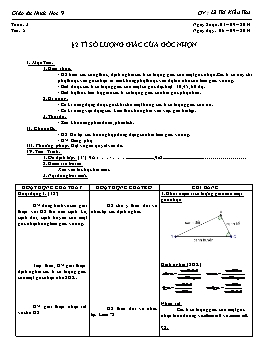 Giáo án Hình học 9 - Tiết 5: Tỉ số lượng giác của góc nhọn - Lê Thị Kiều Thu