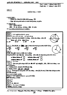 Giáo án Hình học 9 - Tiết 57: Kiểm tra một tiết - Nguyễn Thị Kim Nhung