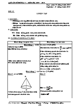 Giáo án Hình học 9 - Tiết 61, 62, 63 - Nguyễn Thị Kim Nhung