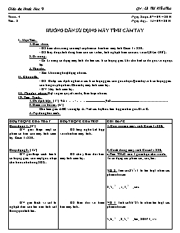 Giáo án Hình học 9 - Tiết 8: Hướng dẫn sử dụng máy tính cầm tay - Lê Thị Kiều Thu