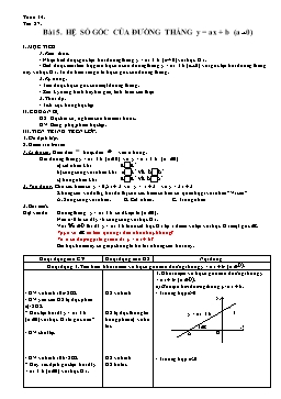 Giáo án Hình học 9 - Tuần 14 - Tiết 27: Hệ số góc của đường thẳng y = ax + b (a 0)