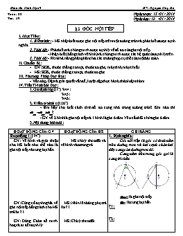 Giáo án Hình học 9 - Tuần 22 - Tiết 39: Góc nội tiếp - Nguyễn Huy Du