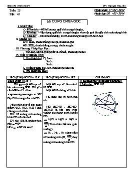 Giáo án Hình học 9 - Tuần 25 - Tiết 45: Cung chứa góc - Nguyễn Huy Du