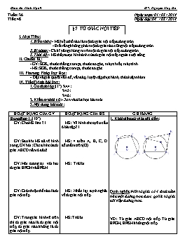 Giáo án Hình học 9 - Tuần 26 - Tiết 48: Tứ giác nội tiếp - Nguyễn Huy Du