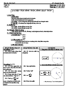 Giáo án Hình học 9 - Tuần 29 - Tiết 53: Diện tích hình tròn, quạt tròn - Nguyễn Huy Du