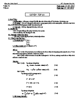 Giáo án Hình học 9 - Tuần 32 - Tiết 61: Luyện tập - Nguyễn Huy Du