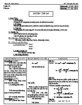 Giáo án Hình học 9 - Tuần 33 - Tiết 64: Luyện tập - Nguyễn Huy Du