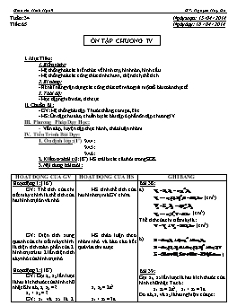 Giáo án Hình học 9 - Tuần 33 - Tiết 65: Ôn tập chương IV - Nguyễn Huy Du