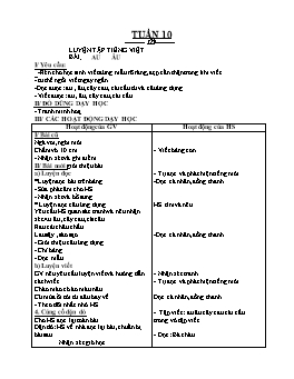 Giáo án Lớp 1 tuần 10 - Đàng Thị Lang