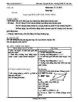 Giáo án mô hình Toán 7 - Tuần 20 - Tiết 49: Hai tam giác bằng nhau - Nguyễn Thị An