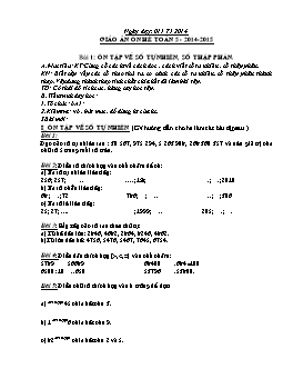 Giáo án ôn hè Toán 5 năm học 2014-2015