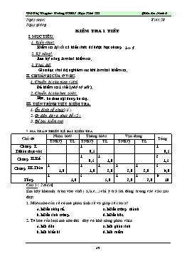 Giáo án Sinh học 6 - Tiết 20: Kiểm tra 1 tiết