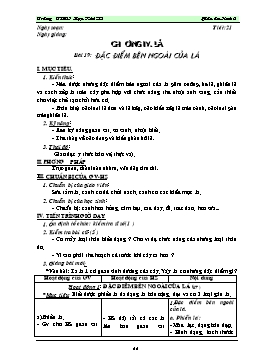 Giáo án Sinh học 6 - Tiết 21: Đặc điểm bên ngoài của lá