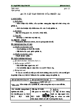 Giáo án Sinh học 6 - Tiết 22: Cấu tạo trong của phiến lá