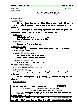 Giáo án Sinh học 6 - Tiết 23: Quang hợp