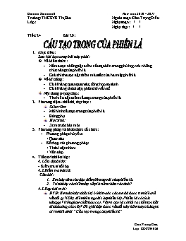 Giáo án Sinh học 6 - Tiết 24: Cấu tạo trong của phiến lá - Trường THCS Võ Thị Sáu