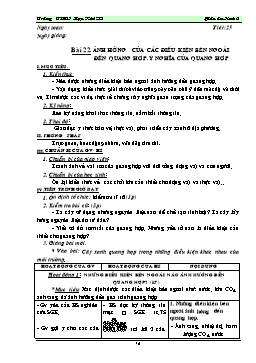 Giáo án Sinh học 6 - Tiết 25: Ảnh hưởng của các điều kiện bên ngoài đến quang hợp. Ý nghĩa của quang hợp