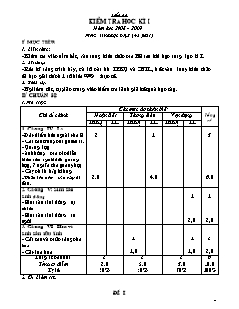 Giáo án Sinh học 6 - Tiết 35: Kiểm tra học kì I - Năm học 2008-2009