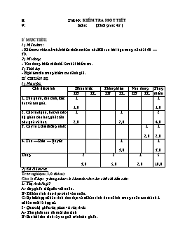 Giáo án Sinh học 6 - Tiết 49: Kiểm tra một tiết