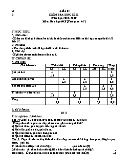 Giáo án Sinh học 6 - Tiết 67: Kiểm tra học kì II