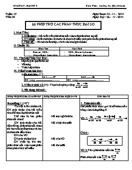 Giáo án Số học 8 - Tiết 30: Phép trừ các phân thức đại số - Lương Mỹ Quỳnh Lam