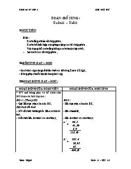 Giáo án Toán bổ sung lớp 5 - Tuần 11 - Tiết 1 - Lâm Huệ Trí