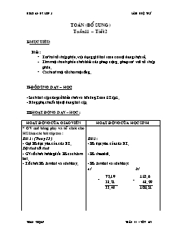 Giáo án Toán bổ sung lớp 5 - Tuần 11 - Tiết 2 - Lâm Huệ Trí