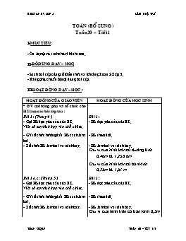 Giáo án Toán bổ sung lớp 5 - Tuần 20 - Tiết 1 - Lâm Huệ Trí