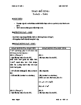 Giáo án Toán bổ sung lớp 5 - Tuần 21 - Tiết 1 - Lâm Huệ Trí