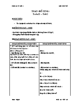 Giáo án Toán bổ sung lớp 5 - Tuần 32 - Tiết 2 - Lâm Huệ Trí