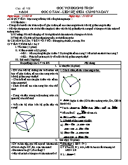Giáo án Toán tự chọn lớp 9 - Chủ đề 7: Góc với đường tròn - Phan Thanh Mỹ